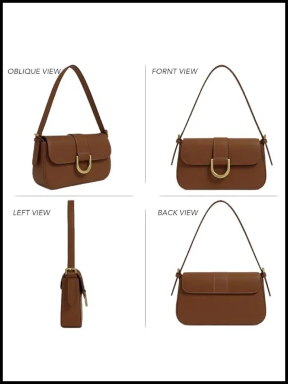PU Leather Vintage Hobo Bag with 2 Adjustable Straps, Small Shoulder Purse